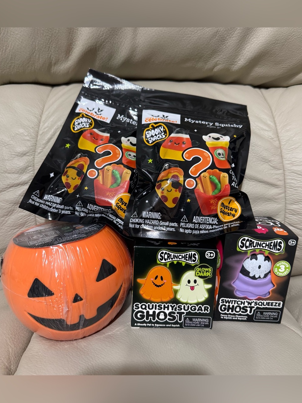 Scrunchems Switch N Squeeze Orange Squishy Sugar Ghost Filled Squishy Pumpkin